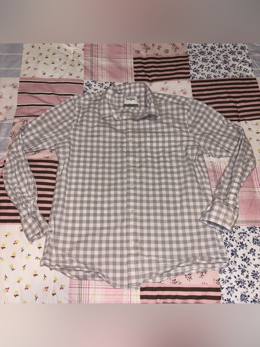 Goodfellow & Co Gray Gingham Button Down Shirt